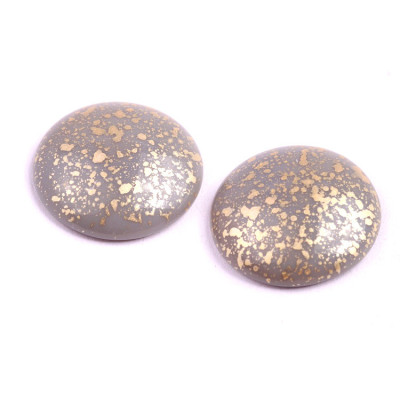 Grey & Gold Splatter Cabochon Beads 25mm 43030-94401 | Czech Glass
