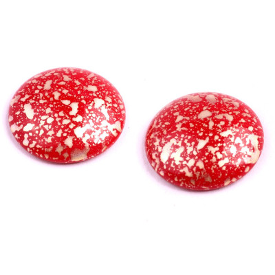 Red Gold Splatter Czech Cabochon Beads 25mm 93210-94401 | Glass Beads