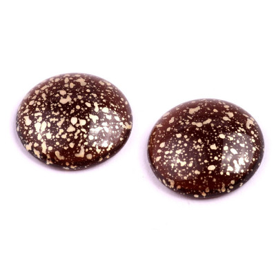 Czech Glass Cabochon Beads 25mm Brown Gold 10220-94401