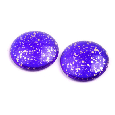 Czech Glass Cabochon Beads 25mm Royal Blue Gold 30090-94401