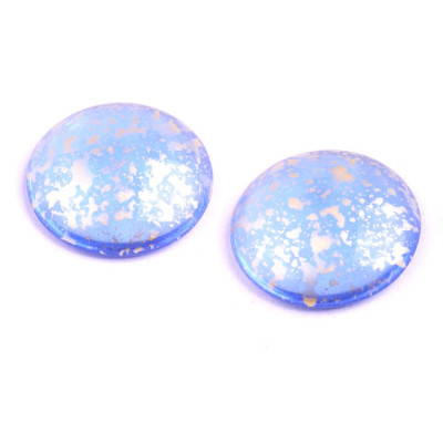 25mm Cabochon Beads Light Blue Gold 30030-94401 | Czech Glass
