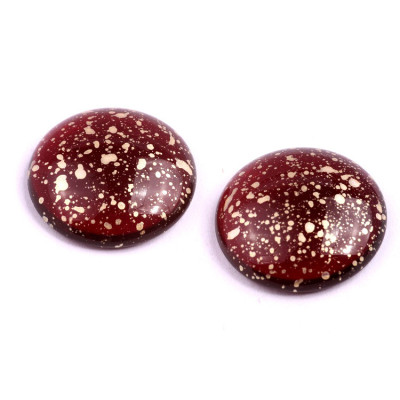 25mm Burgundy Gold Cabochon Beads 70350-94401 | Czech Glass
