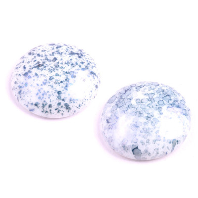 25mm White Teal Speckled Cabochon Beads 02010/15464 | Czech Glass