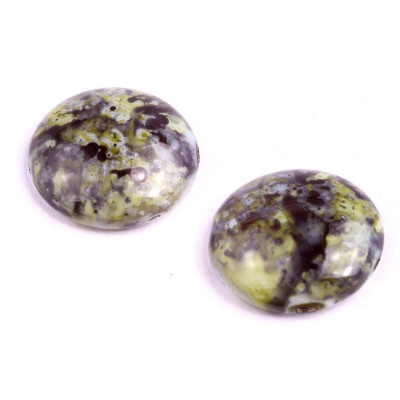 25mm Marbled Green Picasso Cabochon Beads Rutkovsky | Czech Glass
