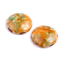 Turquoise Beige Picasso Cabochon Beads 25mm 1104 | Rutkovsky Glass