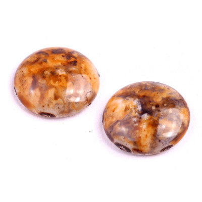 25mm Brown Picasso Czech Glass Cabochon Beads | Rutkovsky