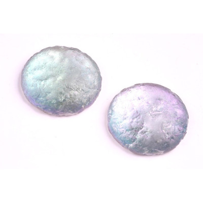 25mm Iridescent Etched Cabochon Beads 00030 Rutkovsky Glass