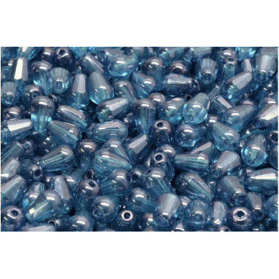 Firepolished Drop Beads 8x6mm Blue Luster 00030-14464 | Rutkovsky