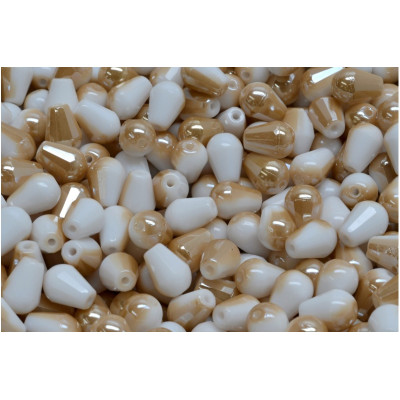 Firepolished Drop Beads 8x6mm Cream Gold 03000/23501 | Rutkovsky