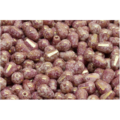 Czech Firepolished Drop Beads 8x6mm Mauve Gold 03000/15496