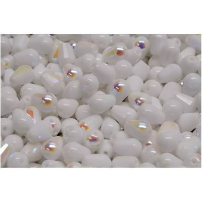 White AB Firepolished Drop Beads 8x6mm 03000/28701 | Rutkovsky