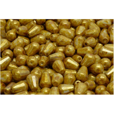 Firepolished Drop Beads 8x6mm Gold 03000/65322 | Rutkovsky Glass