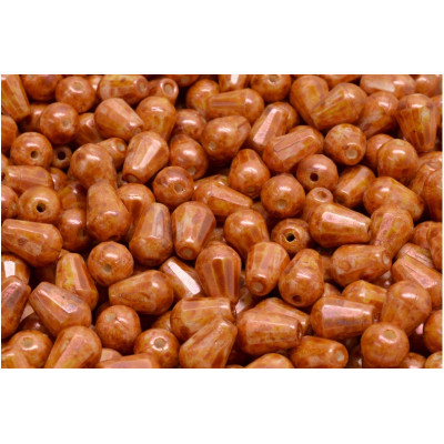 Firepolished Drop Beads 8x6mm Terracotta Picasso 03000/65324
