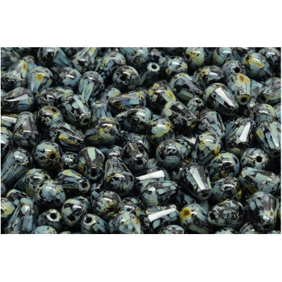 Firepolished Drop Beads 8x6mm Turquoise Picasso 23980/86800