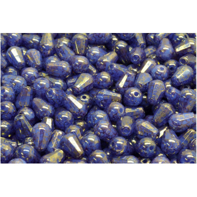 Firepolished Drop Beads 8x6mm Blue Gold 31000/15496 | Rutkovsky
