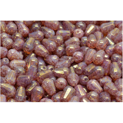 Firepolished Drop Beads 8x6mm Mauve Gold 71010/15496 | Rutkovsky