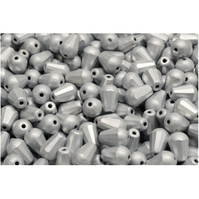 Firepolished Drop Beads 8x6mm Silver Matte 84100 | Rutkovsky Glass