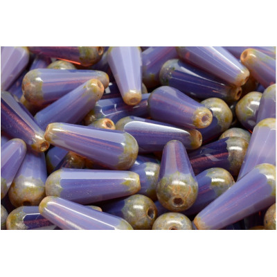Firepolished Drop Beads 20x9mm Violet Picasso 21010/86800 | Rutkovsky