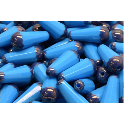 Firepolished Drop Beads 20x9mm Blue Bronze 31010/14415 | Glass Beads