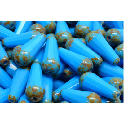 Firepolished Drop Beads 20x9mm Turquoise Picasso 31010/86800