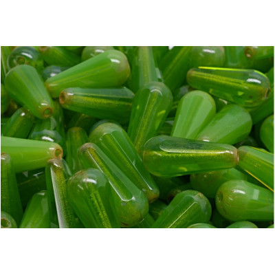 Green Firepolished Drop Beads 20x9mm 51010/86800 | Rutkovsky