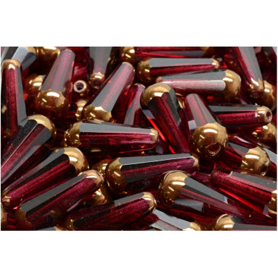 Czech Firepolished Drop Beads 20x9mm Wine Gold 70350/14415 | 2pcs