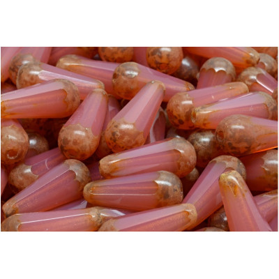 Firepolished Drop Beads 20x9mm Mauve Brown 71010/86800 | Rutkovsky