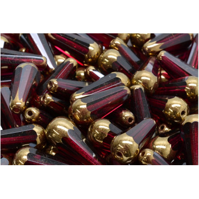 Firepolished Drop Beads 20x9mm Burgundy Gold 70350/90215