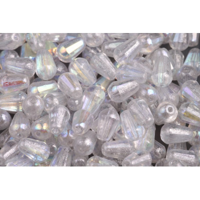 Firepolished Drop Beads 8x6mm Crystal AB 00030-28701-34301 | Glass