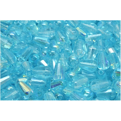 Firepolished Drop Beads 8x6mm Aqua AB 34308 | Rutkovsky Czech Glass