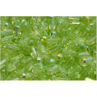 Firepolished Drop Beads 8x6mm Lime Green AB 34310 | Czech Glass