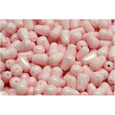 Firepolished Drop Beads 8x6mm Pink Marble 03000-34304 | Rutkovsky