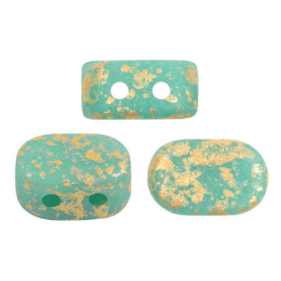 Lipsi par Puca No. 31 Turquoise Gold Splash 7x4mm | Glass Beads