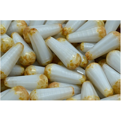 Firepolished Drop Beads 20x9mm White Gold 46007-86800 | Rutkovsky