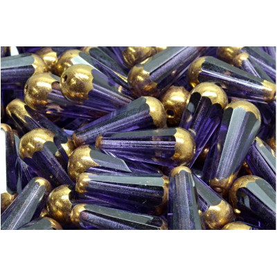 Firepolished Drop Beads Amethyst Gold 20x9mm 20500-90215 | Rutkovsky