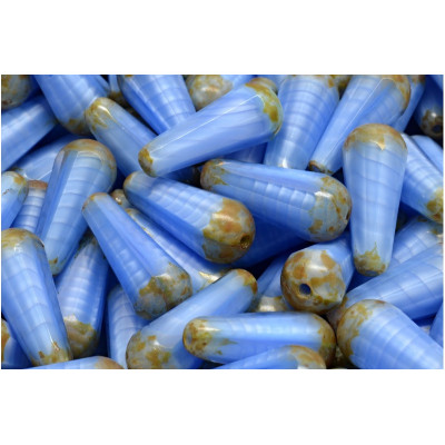Firepolished Drop Beads 20x9mm Blue Picasso 36007-86800 | Rutkovsky