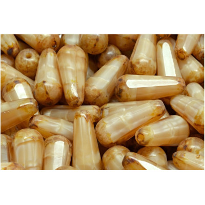 Firepolished Drop Beads 20x9mm Beige Picasso 16007-86800 | Rutkovsky