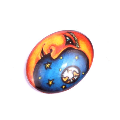 Glass cabochon 30x40 mm N. 614 Mix