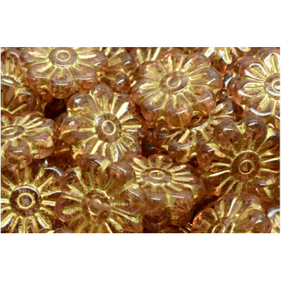 Daisy Flower Beads 18x18mm Peach Gold 00030-54302-34305