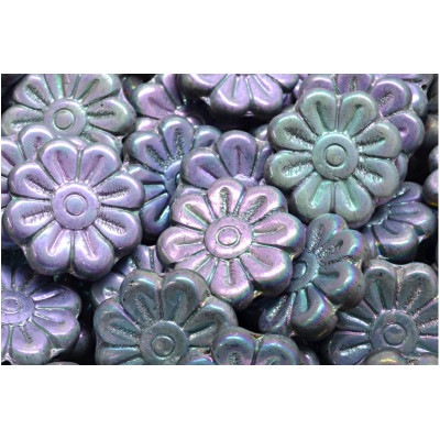 Daisy Flower Beads 18x18mm Iridescent Teal Purple 28703 | Rutkovsky