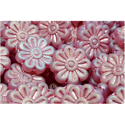 Daisy Flower Beads 18x18mm Pink Pearlescent 00030 | Glass Beads