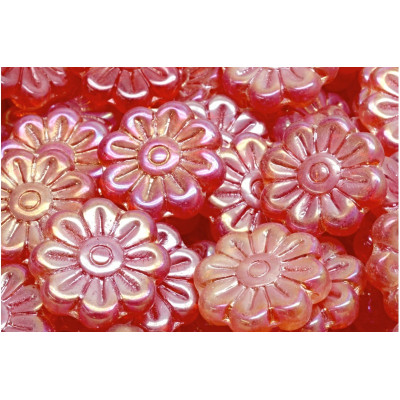 Daisy Flower Beads 18x18mm Pink Gold Luster R0908-21405 | Rutkovsky