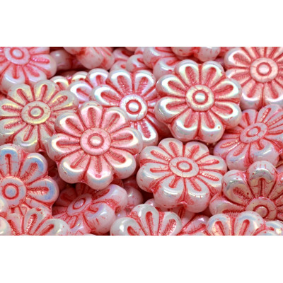 Daisy Flower Beads 18x18mm Pink Iridescent 02010-28703-43808