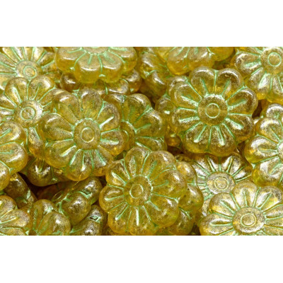 Daisy Flower Beads 18x18mm Gold R0103-43813-34302 | Czech Glass
