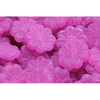 Daisy Flower Beads 18x18mm Matte Neon Pink 00030-84305 | Czech Glass