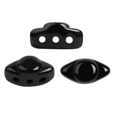 Volos® par Puca® 4x8mm Jet Black 23980 | Czech Glass 3-Hole Beads