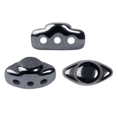 Volos par Puca 3-Hole Beads Jet Hematite 23980/14400 | Czech Glass