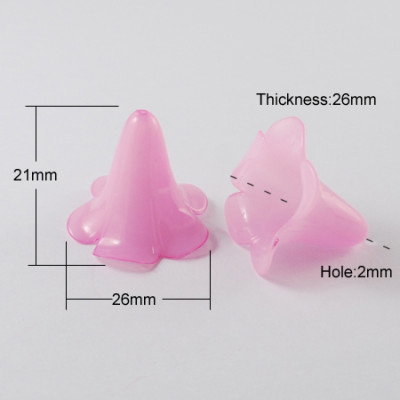 Plastové korálky květ růžový 67 (21x26 mm)