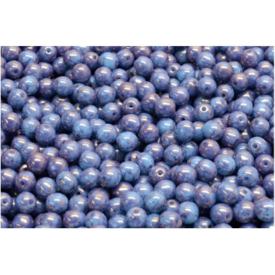 Czech Round Beads 4mm Blue Picasso 63030-15496 | Rutkovsky