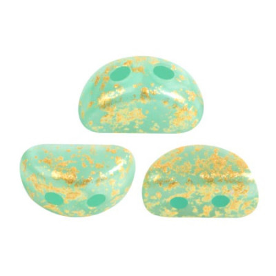 Kos® par Puca® 6x3mm Green Aqua Opal Splash 61000/94401 | Czech Beads